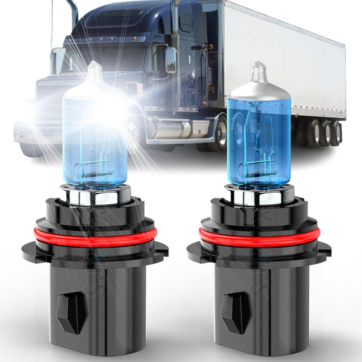 Compatible for Peterbilt 387 330 340 335 337 348 386 Halogen Headlight Bulbs, 300% Brightness 9007/HB5 High and Low Beam Conservation Kit, 6000K IP68 Waterproof Cool White, Pack of 2