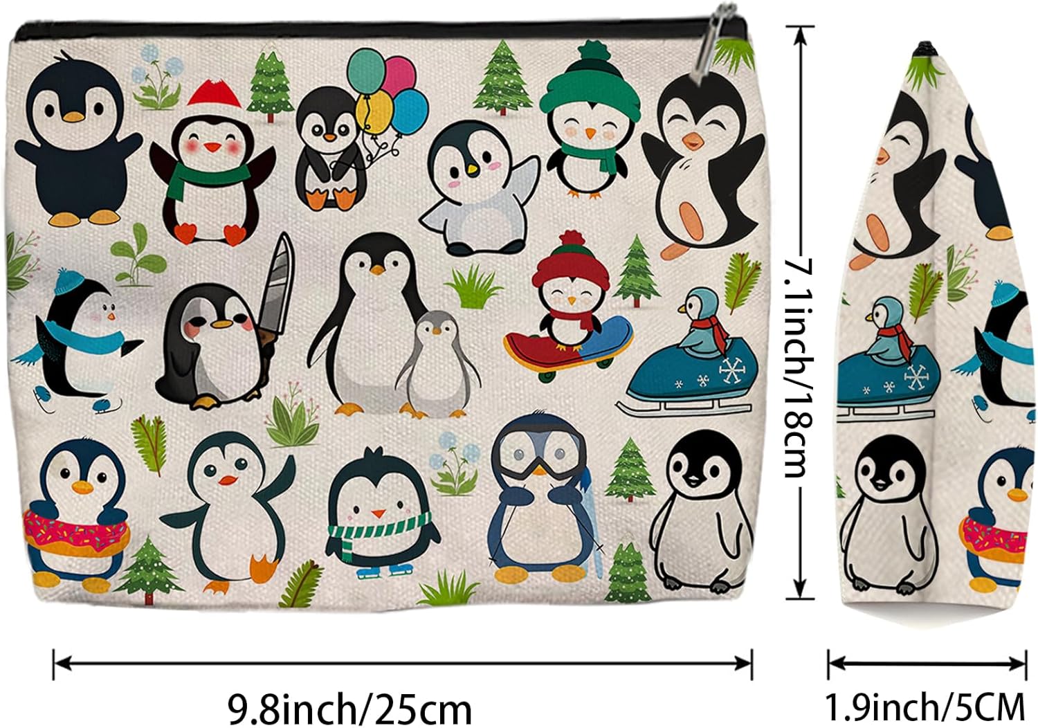 Penguin Makeup Bag for Women - Lightweight Travel Pouch with Lining, High-definition, Double-Sided Printed, Funny Penguin Gift Bags for Birthday & Christmas Gifts - Image 2