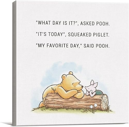 Lienzo decorativo clásico de Winnie the Pooh con frase en inglés What Day is It My Favorite Day (What Day is It My Favorite Day)