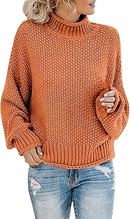 Women Casual Turtleneck Batwing Sleeve Pullovers Knitted Jumper Tops Sweaters main image 0