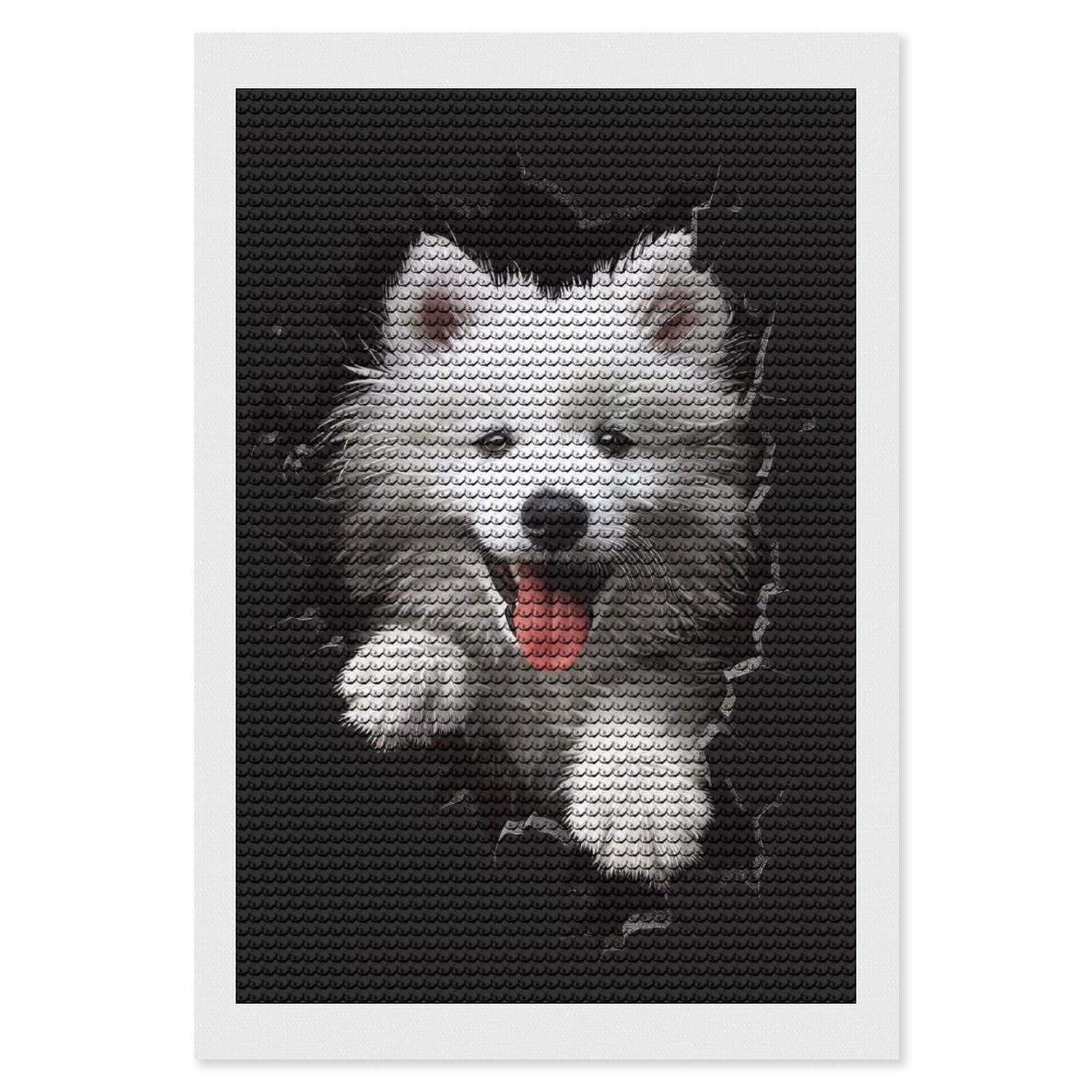 Junmoney Samoyed Diamond Art Kit 8"x12", Modern Decor, Farmhouse Decor, Home Wall Art, Festive Craft Gift, Handmade Wall Decor