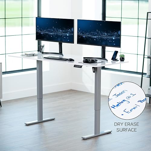 Vista 619 de VIVO DESK-KIT-1W6G - Escritorio eléctrico de pie de 60 x 24 pulgadas, ajuste de altura de memoria, serie 1B, parte superior de nogal oscuro de una