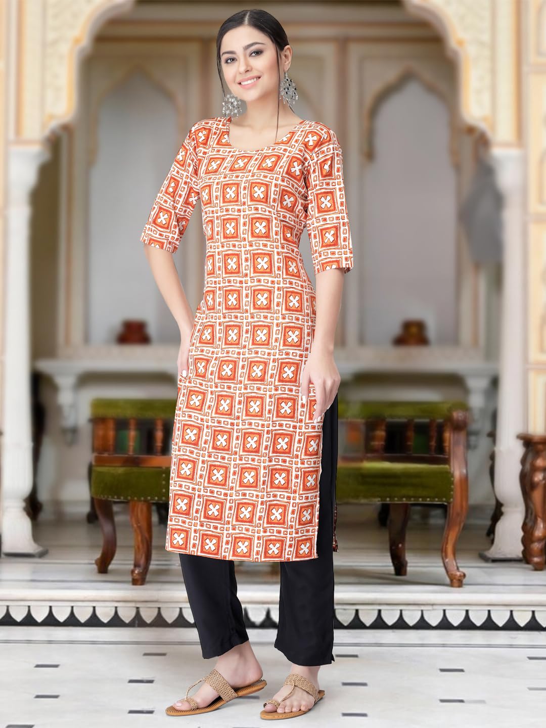 Tee Projekt Versatile Crepe Kurti & Pant Set For Women Printed Kurta Set