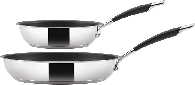 Circulon Momentum Non Stick Frying Pan Set of 2 - Stainless Steel Frying Pan Set 22 & 29cm, Suitable as Induction Frying Pan, Dishwasher Safe, Durable Cookware