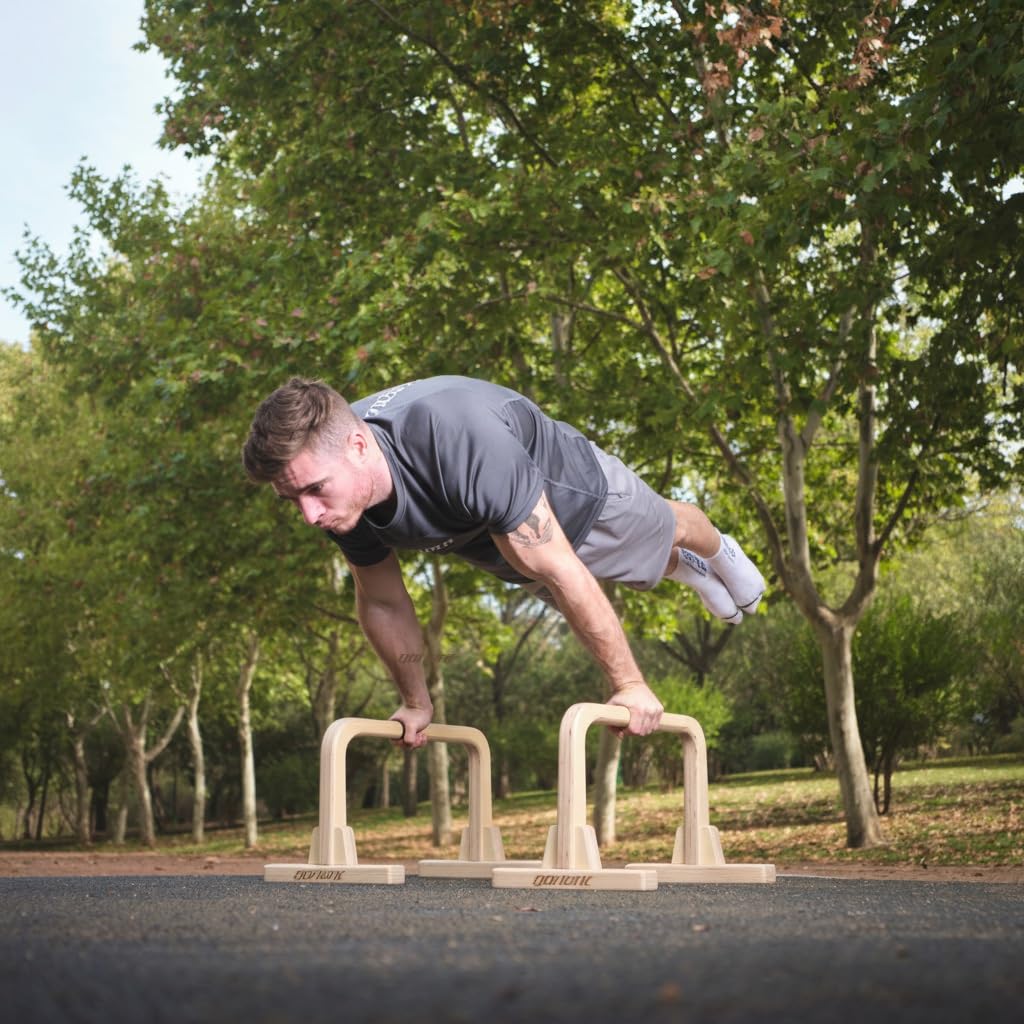 Gorletic - Parallettes Calisthenics Aus Holz Für Liegestütze, Push Up Bar Und Workout Equipment, 30 Cm Höhe, Rutschfest, Ideal Für Training Im Park Oder Zu Hause