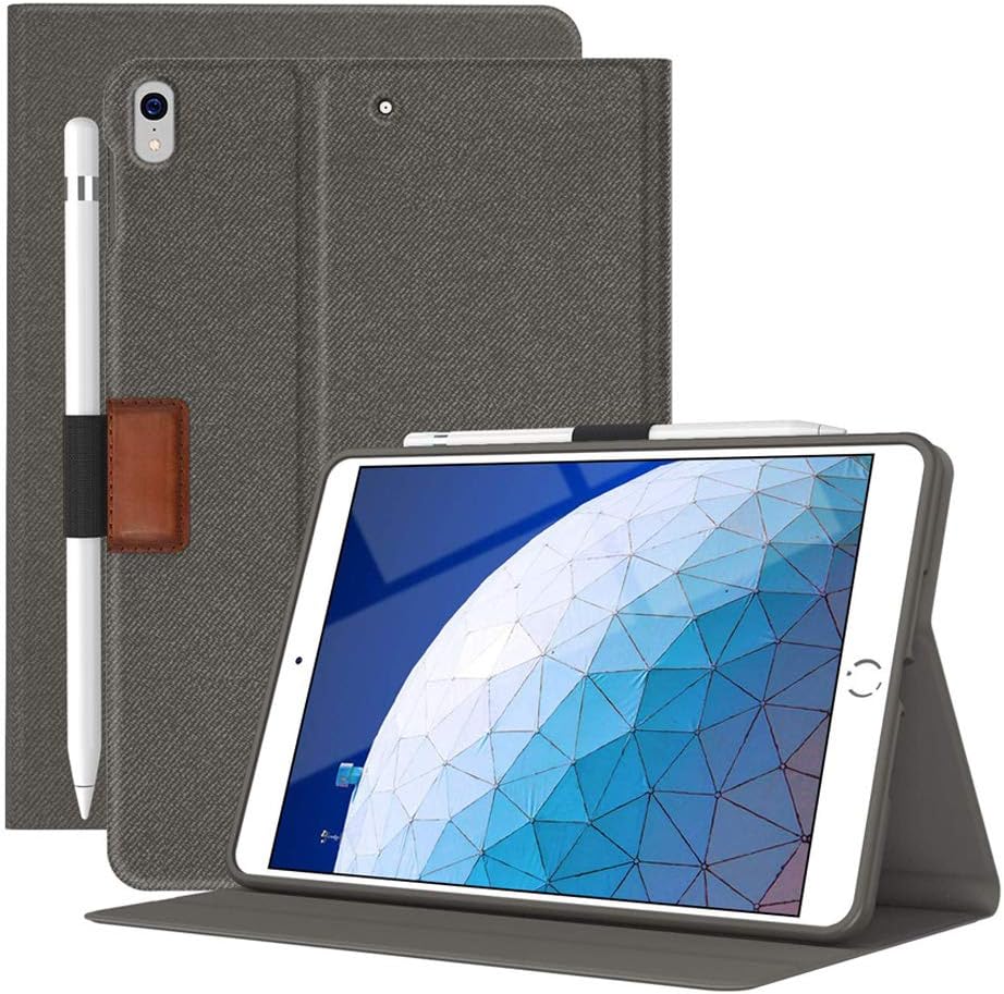 Supveco iPad Air 3 Case 2019/iPad Pro 10.5 2017 with Pencil Holder, Denim Series Premium Folio Stand Case, Soft TPU Back Smart Cover with Auto Sleep/Wake for Apple iPad Air 3rd Generation (Taupe)