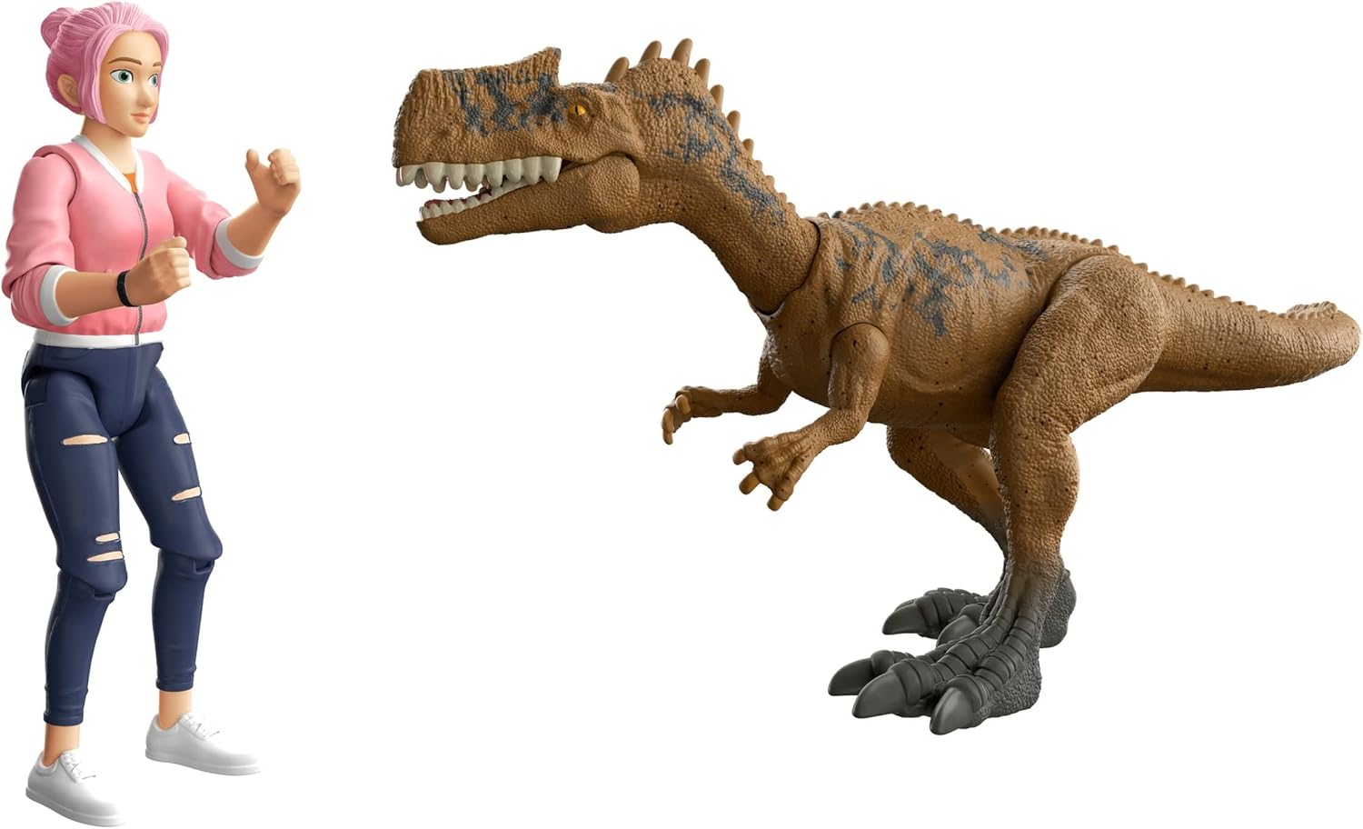 Mattel Jurassic World Toys Camp Cretaceous Brooklynn & Monolophosaurus Human & Dino Pack with 2 Action Figures & Scooter, Toy Gift and Collectible