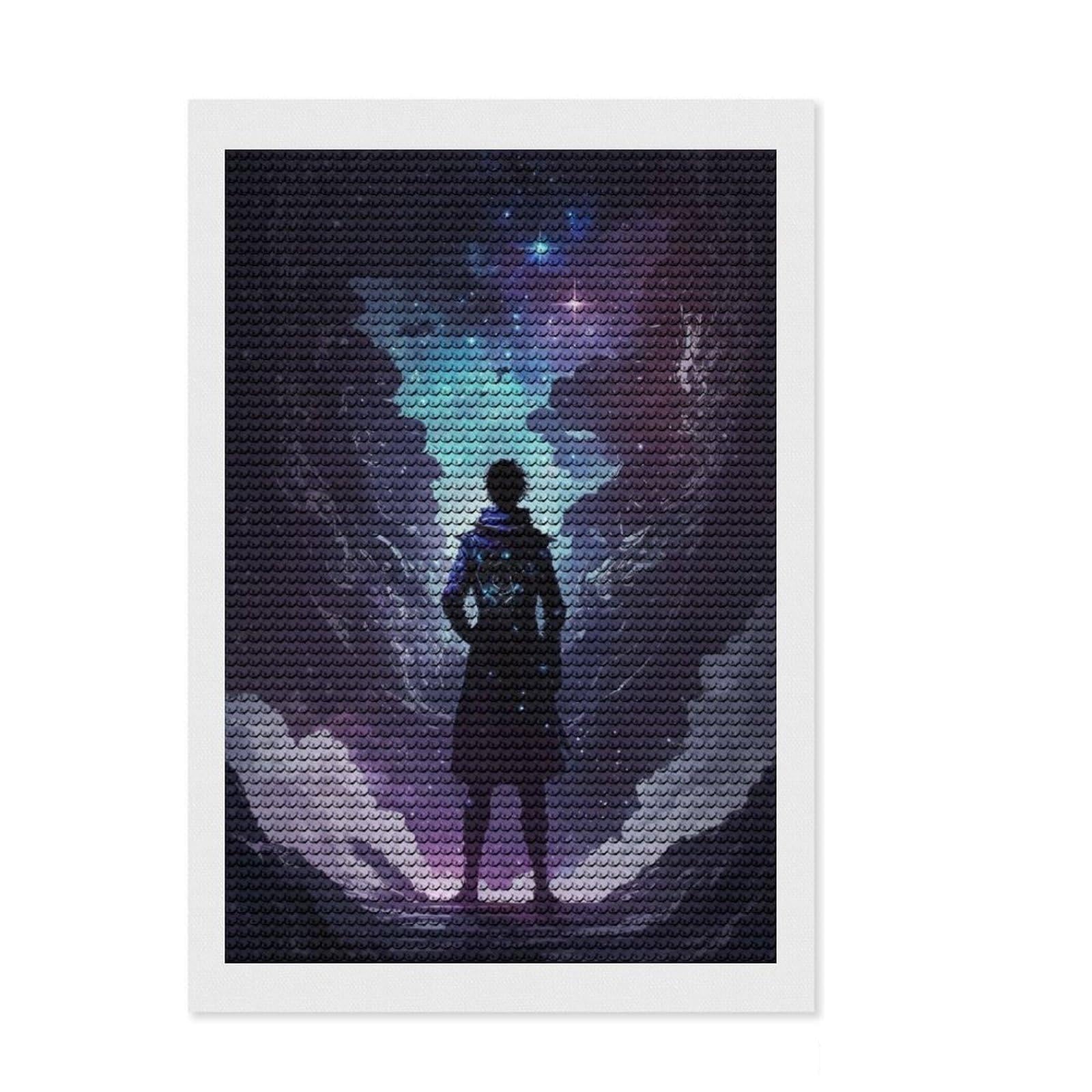Junmoney Silhouette of A Cosmic God Diamond Painting Canvas Set 8"x12", for Craft Lovers, Nice Detail and Sparkle, Boho Decor, Birthday Gift
