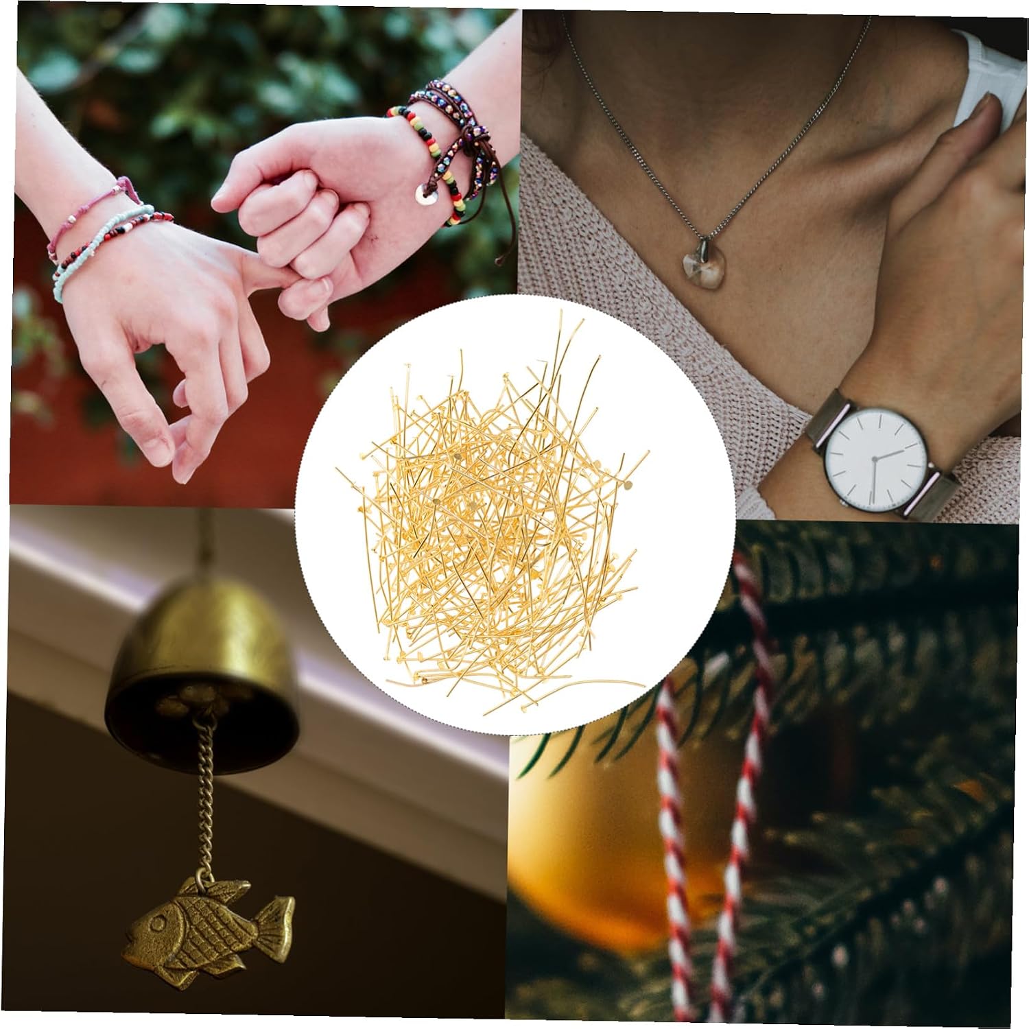 400pcs Metal Flat Head Pins for Jewelry Making DIY Craft Beaded Pins Gold Beaded Needles Jewelry Kit