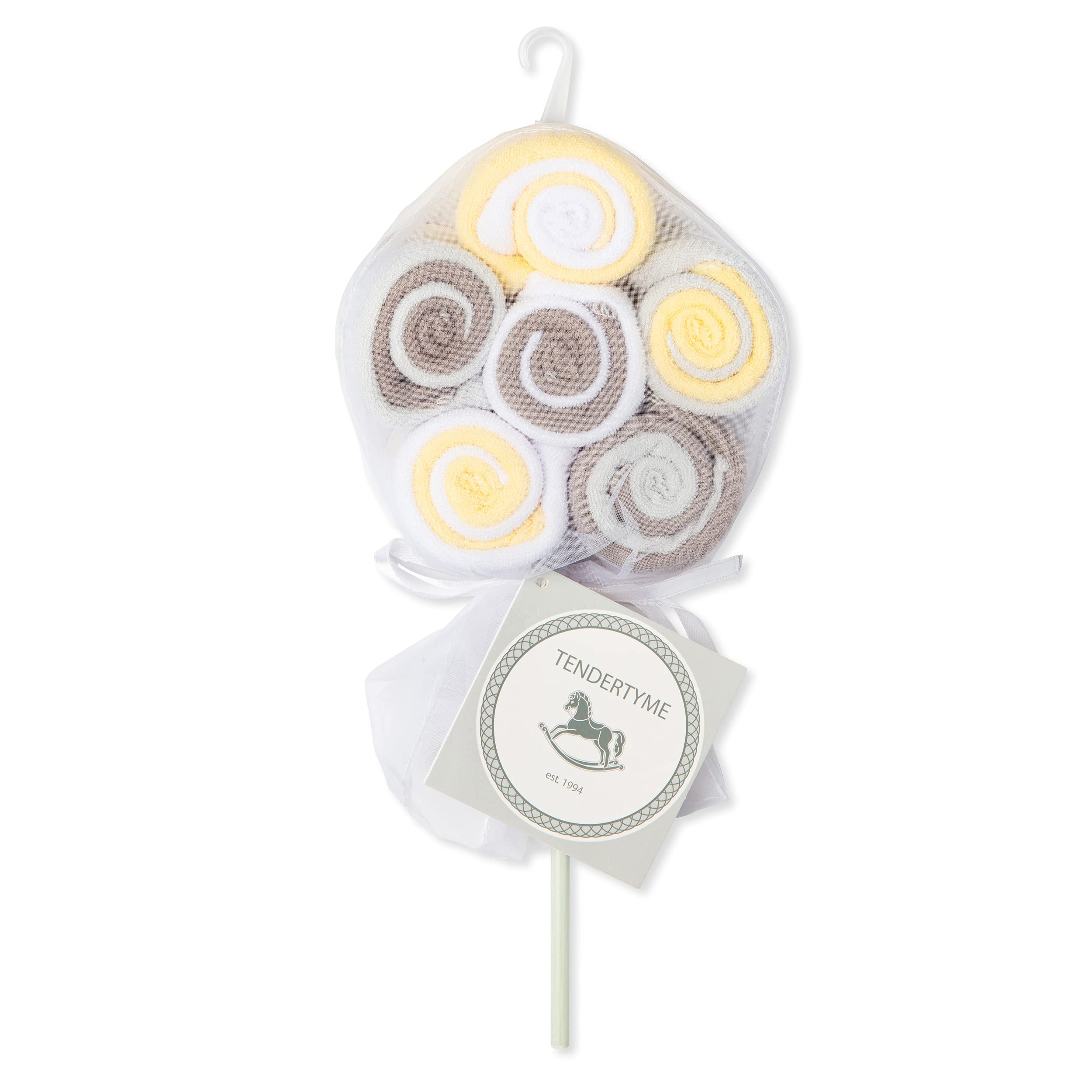TendertymeGrey and Yellow Lollipop Washcloth Bundle 12 Pieces