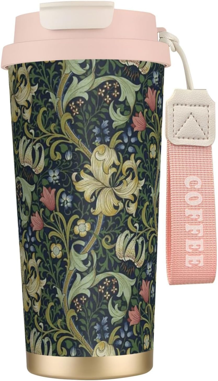 William Morris ウィリアムモリス 花柄 タンブラー 500ml 蓋付き 水筒 マグボトル 真空断熱 多重構造 316ス