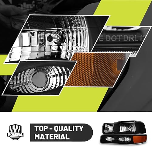 Miniatura 7 de Faros con bombillas para 1999-2002 Chevy Silverado 1500 2500, para 2001-2002 Silverado 1500HD 2500HD 3500, para 2000-2006 Tahoe Suburban con luces