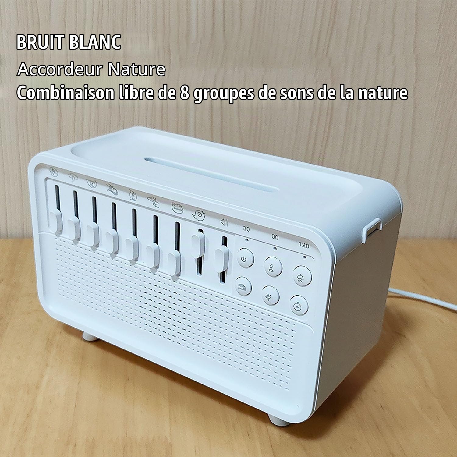 Humidificateur d'arômes à bruit blanc - Diffuseurs d'huiles essentielles Diffuseur d'arômes avec 8 effets de bruit blanc et flamme de simulation Haut-parleur