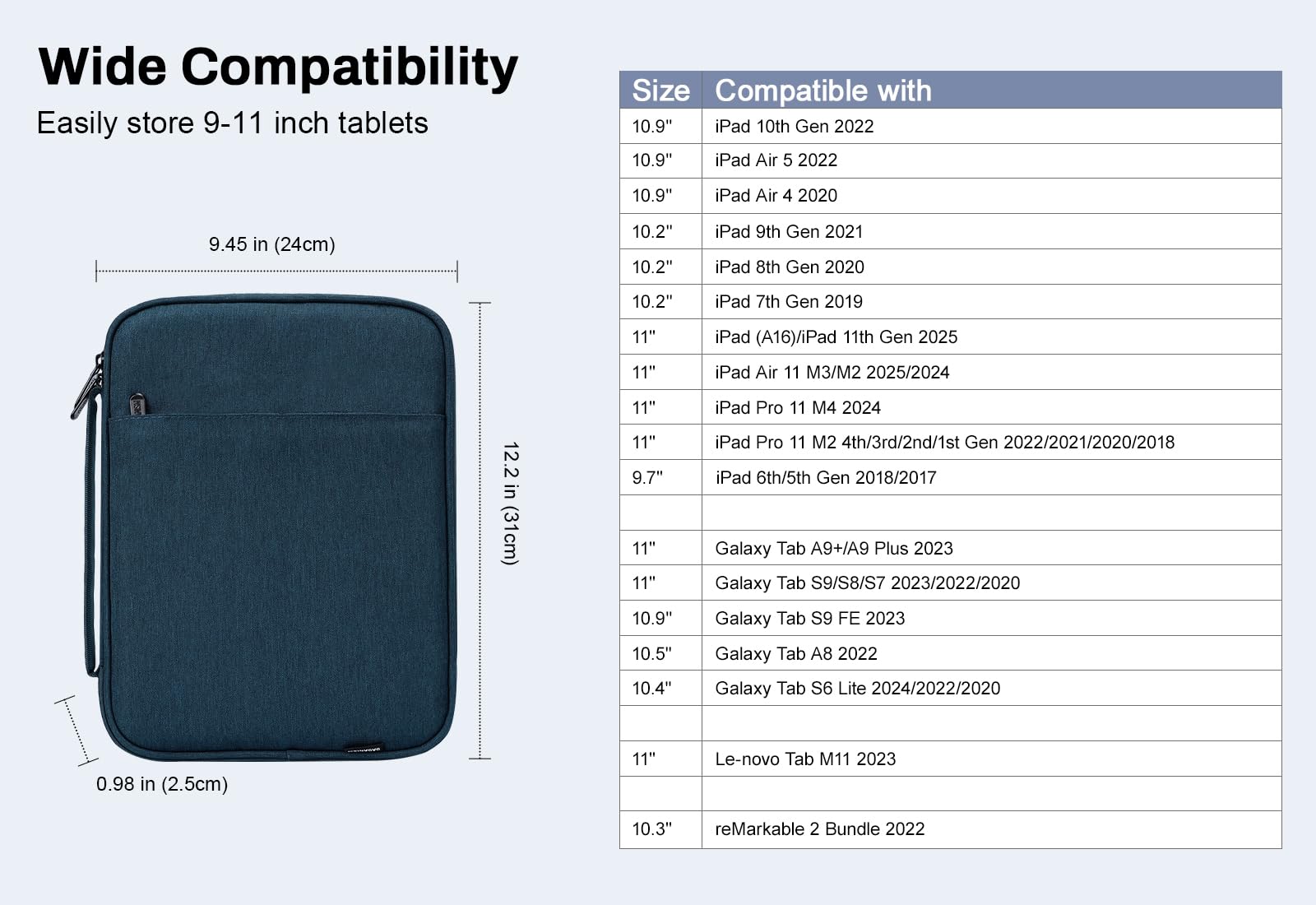 Dadanism 9-11 Inch Tablet Sleeve Bag Padded Carrying Case for iPad A16 11