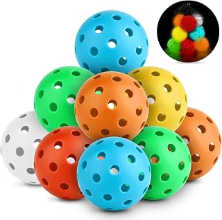 18 PCs Glow in The Dark Balls with 40 Holes, Outdoor Balls Luminous Hollow Balls Glow, Pickle balls glow green at night, Durable 40 Holes Balls, Indoor Practice Balls for Tournament Play and Training