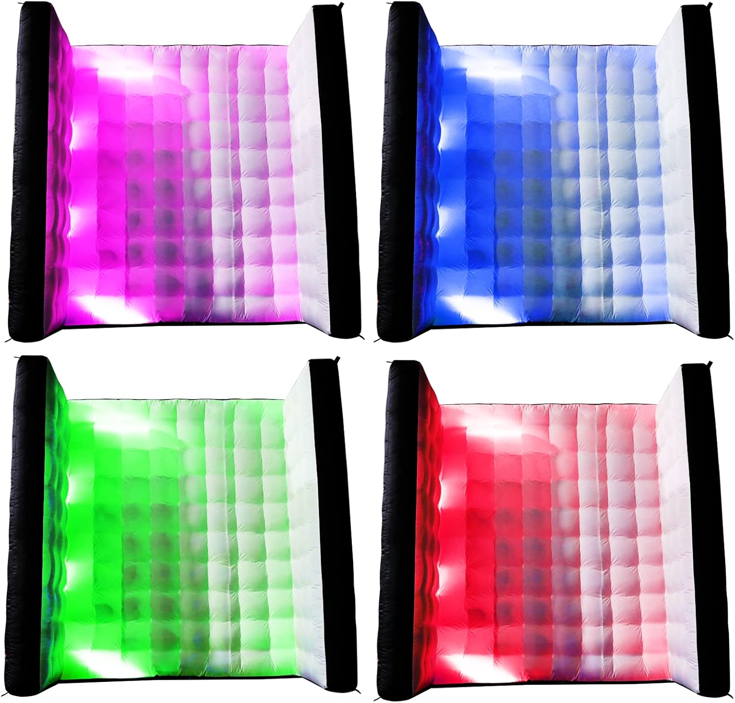 Portable Inflatable Photo Booth Wall (Black,8.2 x 3.3 x 8.2ft,) Inflatable LED Photo Booth Wall with Air Blower, Photo Booth Backdrop for Wedding Event