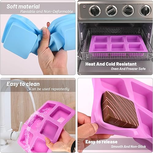 Vista 63 de Sakolla Paquete de 2 moldes cilíndricos de silicona para jabón, 15 moldes redondos de silicona para jabón hecho a mano, barras de loción, bombas