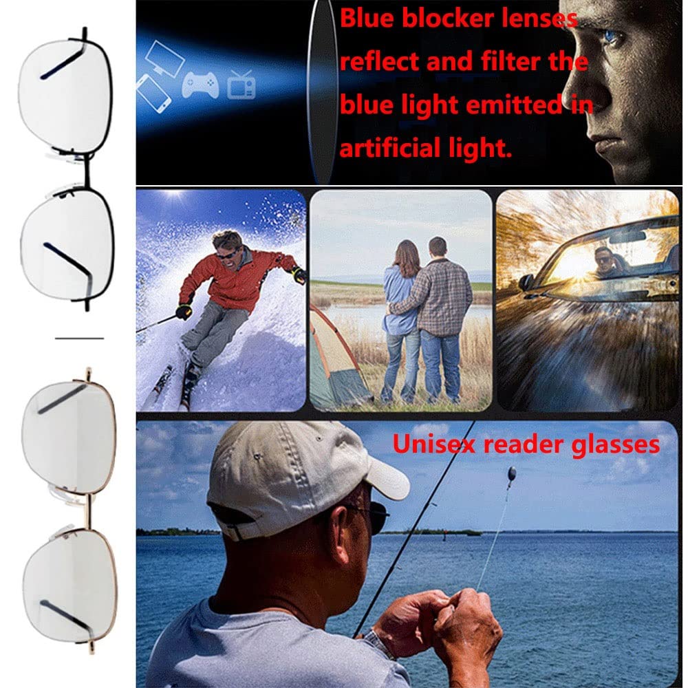 Progressive Multifokus Lesebrille Unisex Bifokale Gleitsichtbrille Selbsttönende Brille Lesehilfe Bei Weitsichtigkeit Anti-Blaulicht Computerbrille Sonnenbrille 1/ +1,5/ +2/ +2,5