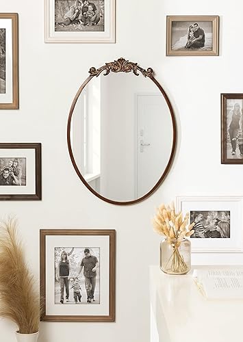 Miniatura 4 de Kate and Laurel Arendahl - Espejo ovalado glamoroso adornado; 18 x 24; bronce; espejo de pared de estilo barroco dramático para decoración del hogar