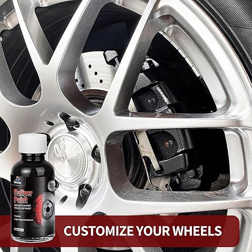 Miniatura 5 de Pintura para Pinzas de Freno Negra Caliper Touch Up Pintura de Reparación Negra Brillante Resistente al Calor de Alta Temperatura 1.5oz