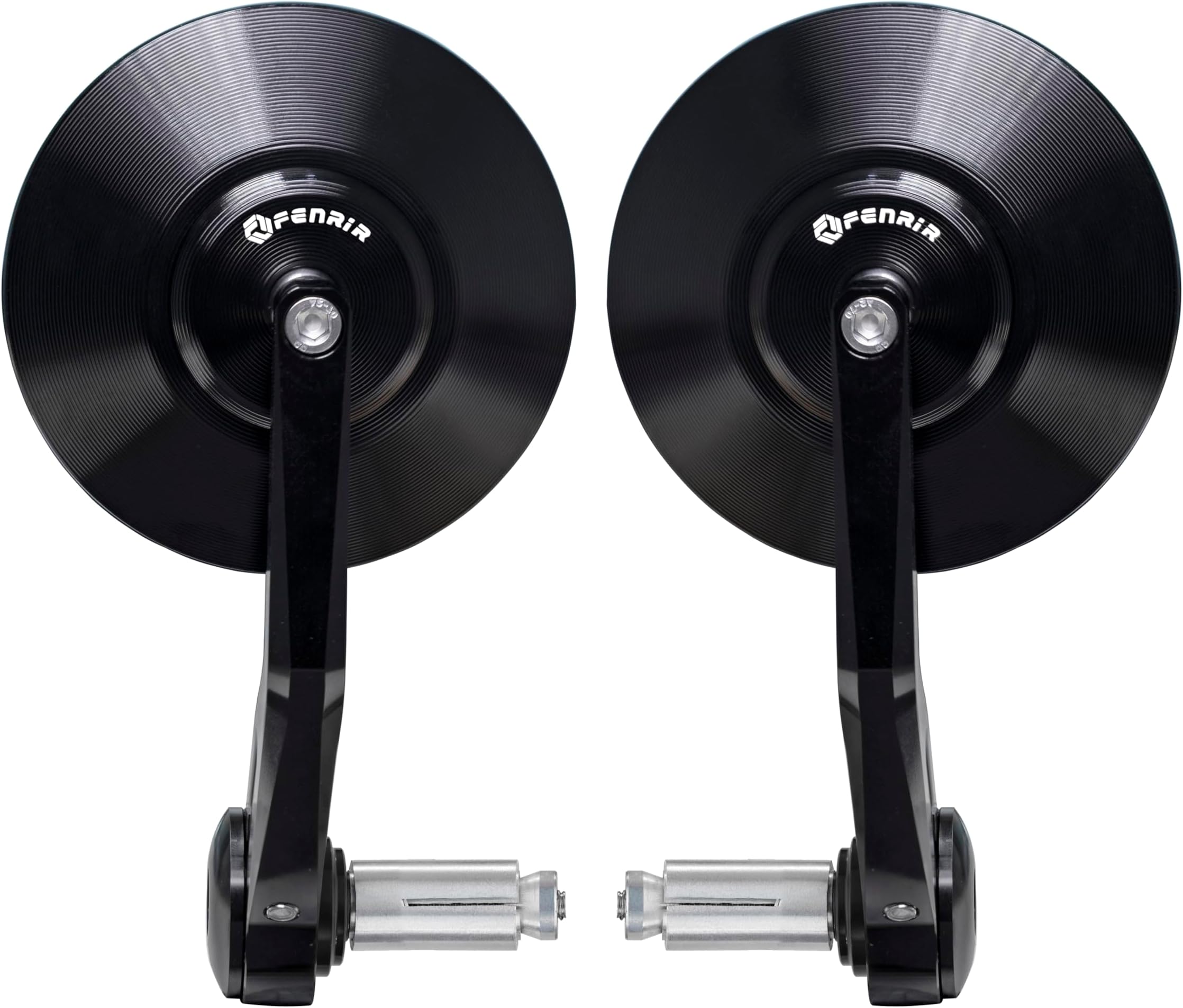 FENRIR Emark Black Round Retro Cafe Racer Motorbike Motorcycle Handlebar Bar End Mirror CNC Forged Aluminum Alloy Anti-glare Vibration-reducing design Curved lenses For Street Cruiser Scooter 801-0378