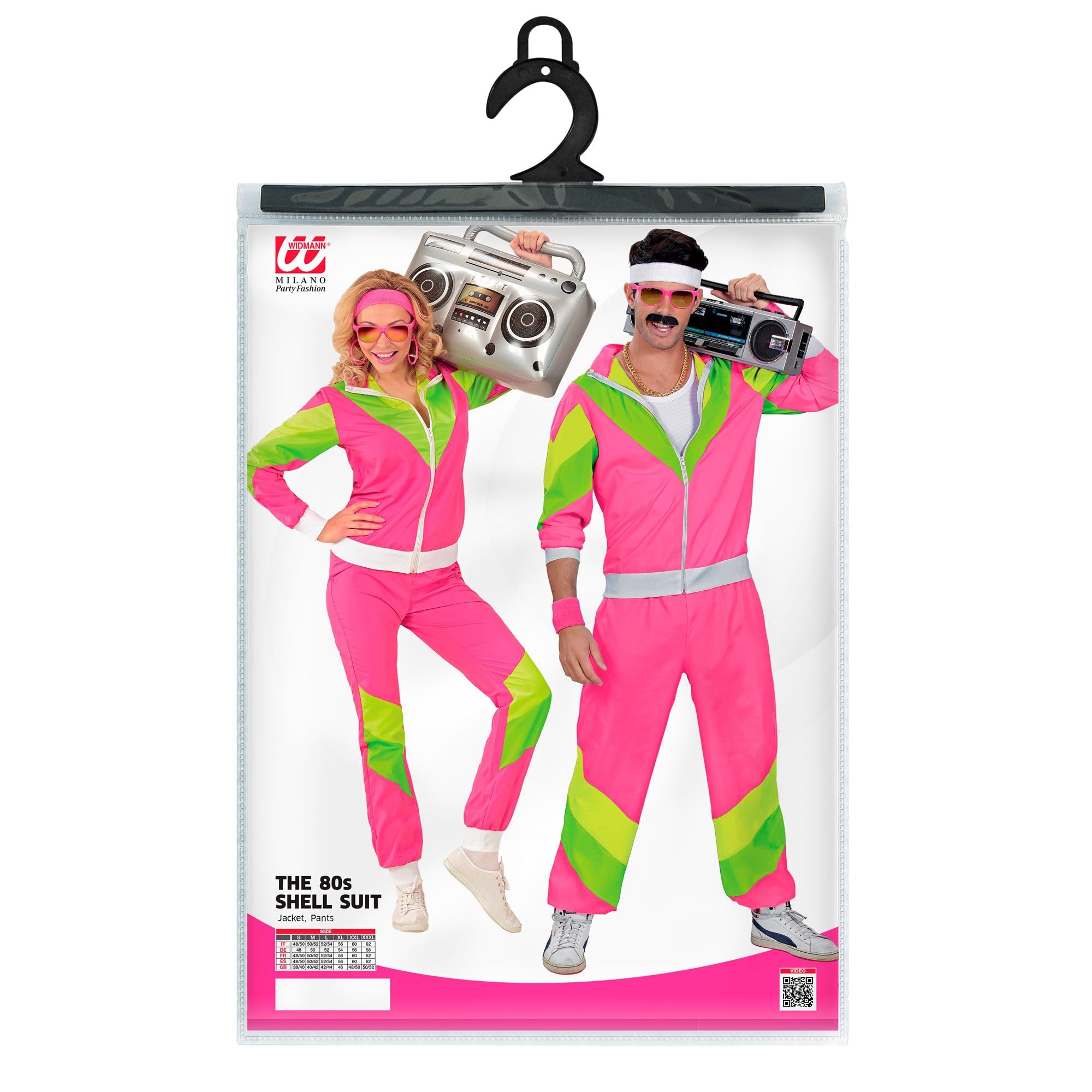 W WIDMANN MILANO Party Fashion - Survêtement des années 80 | Costume avec veste et pantalon au look rétro, survêtement pour le carnaval, les soirées à thème, les festivals