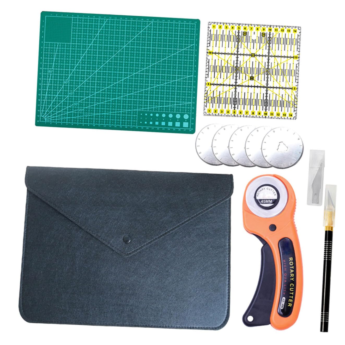 Set Di Taglierina Rotante Manuale Creativo Kit Da Cucito Rotondo Piano Cutter Impugnatura Ergonomica E Protezione Di Sicurezza Della Lama