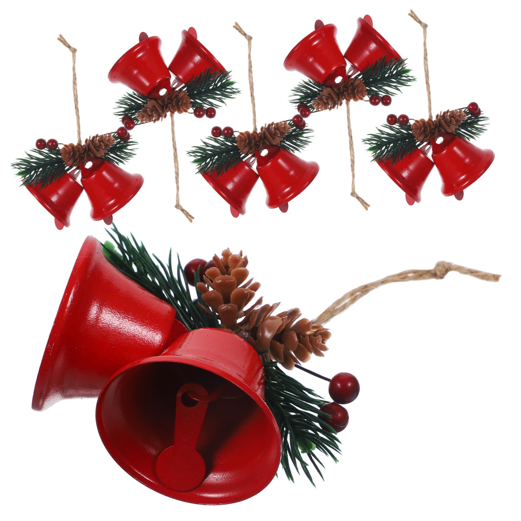 Cloches de Noël rouges pour décoration sapin et ornements maison en métal