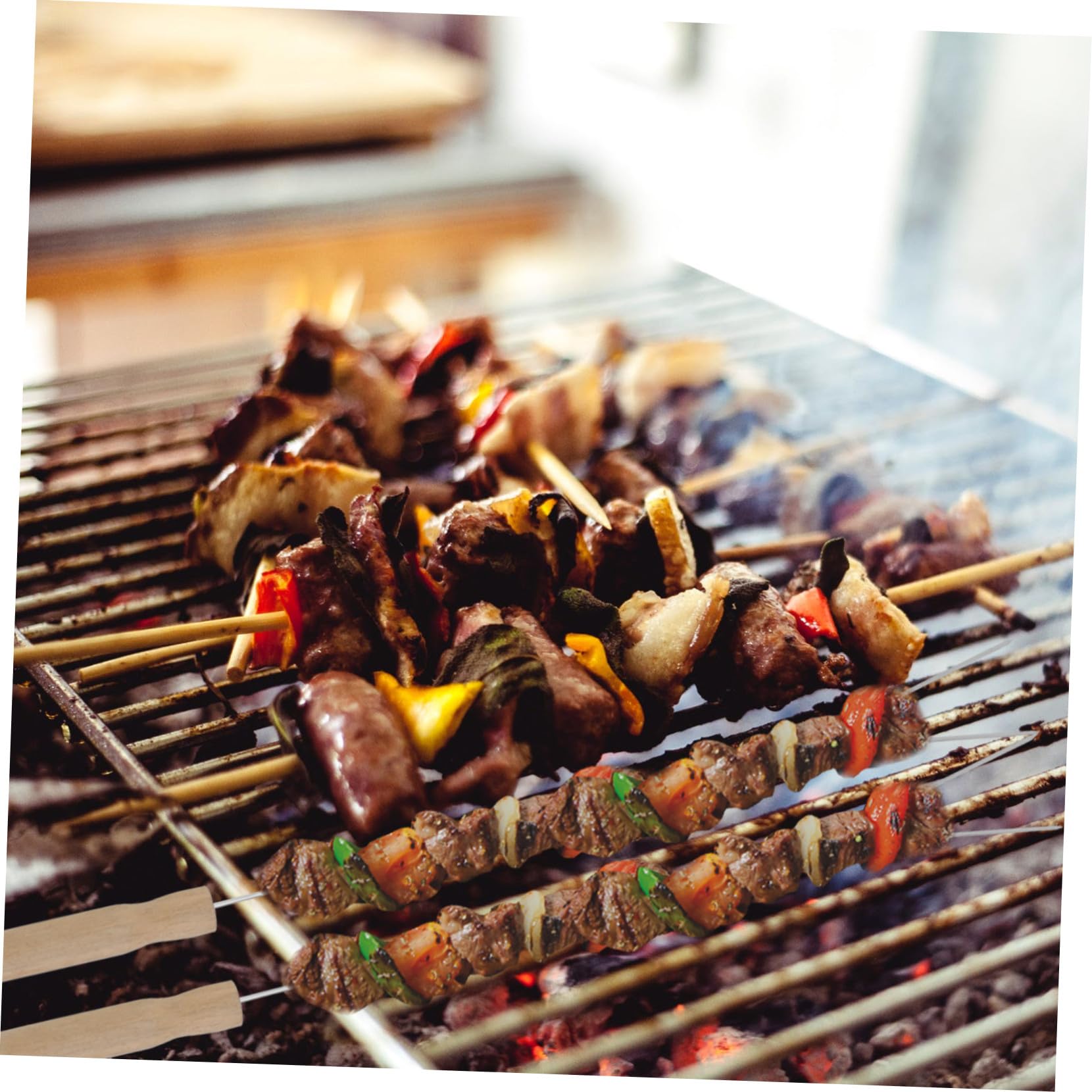 Gatuida 15 pezzi Forchette Barbecue in Inossidabile con in Legno Strumento Riutilizzabile per Arrostire Carne e Verdure Facili da e Resistenti