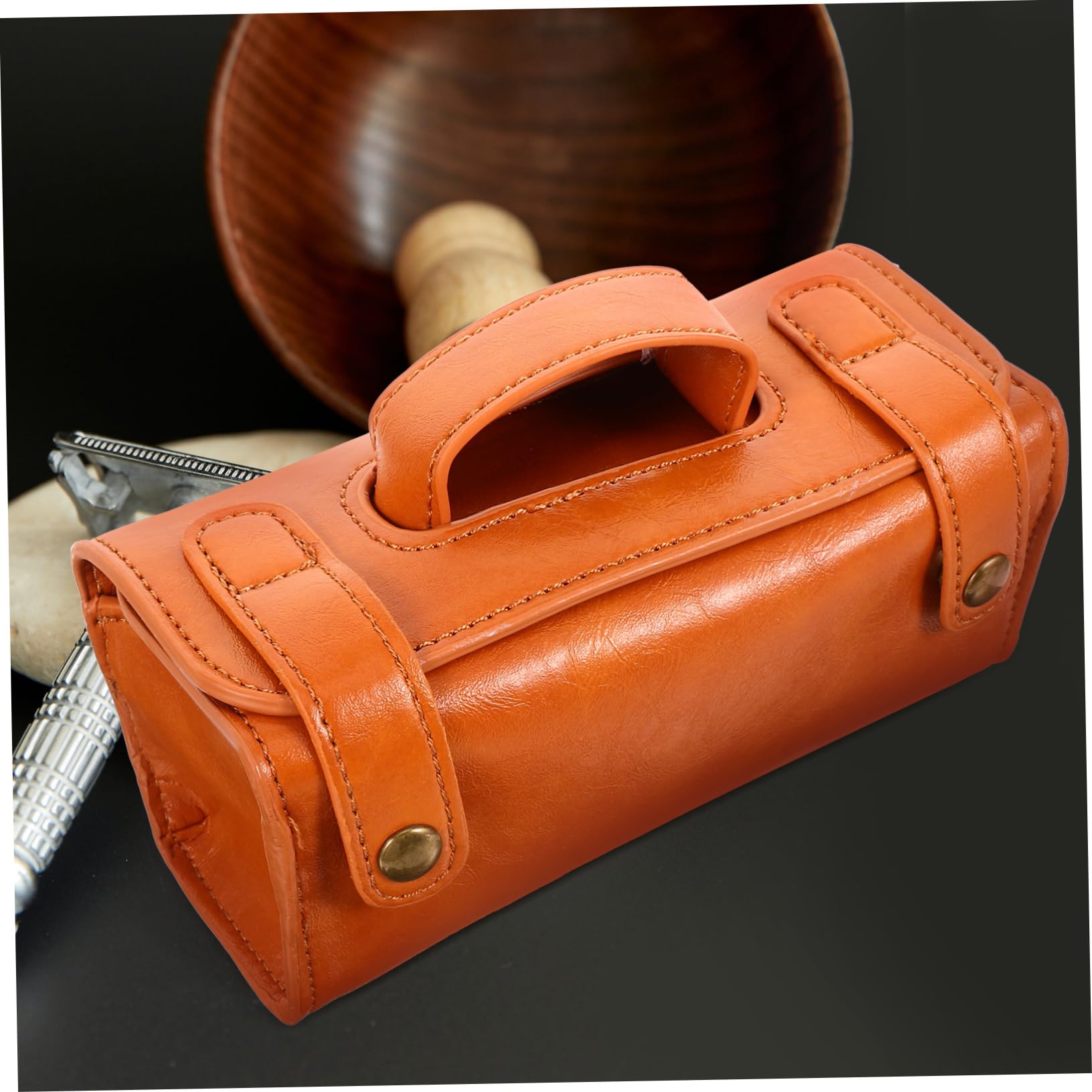 Bolsa de Aseo Viaje Grande de PU Marrón, Portátil y Versátil