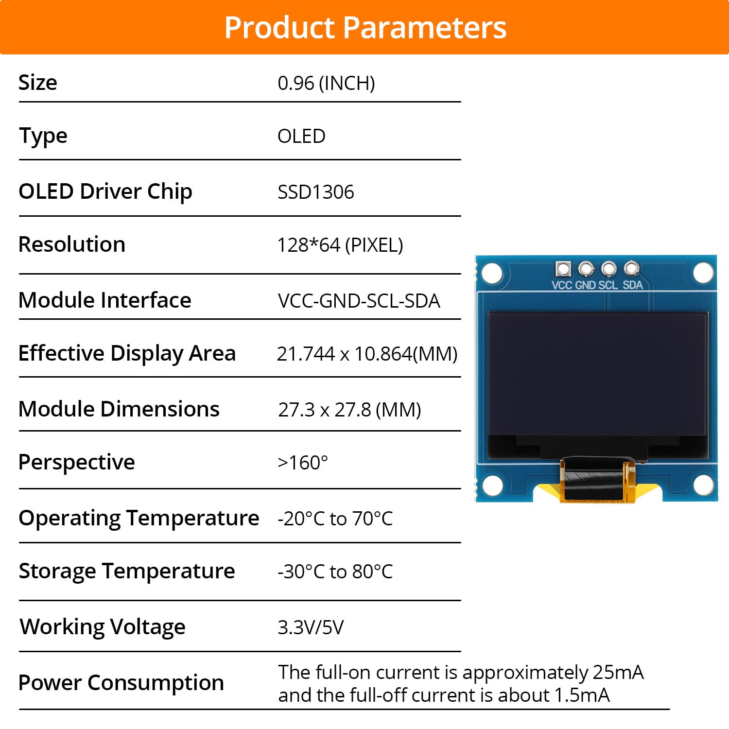 QWORK® 3-pak wyświetlacz OLED 0.96 cala IIC SSD1306 128x64 - kompatybilny z Arduino, Raspberry Pi, ESP32, niebieskie znaki