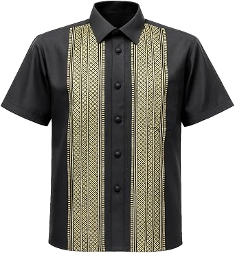 Mens Thai Silk Short Sleeve Shirt with Pocket | Traditional Thai Design | Lightweight & Comfortable for Special Occasions