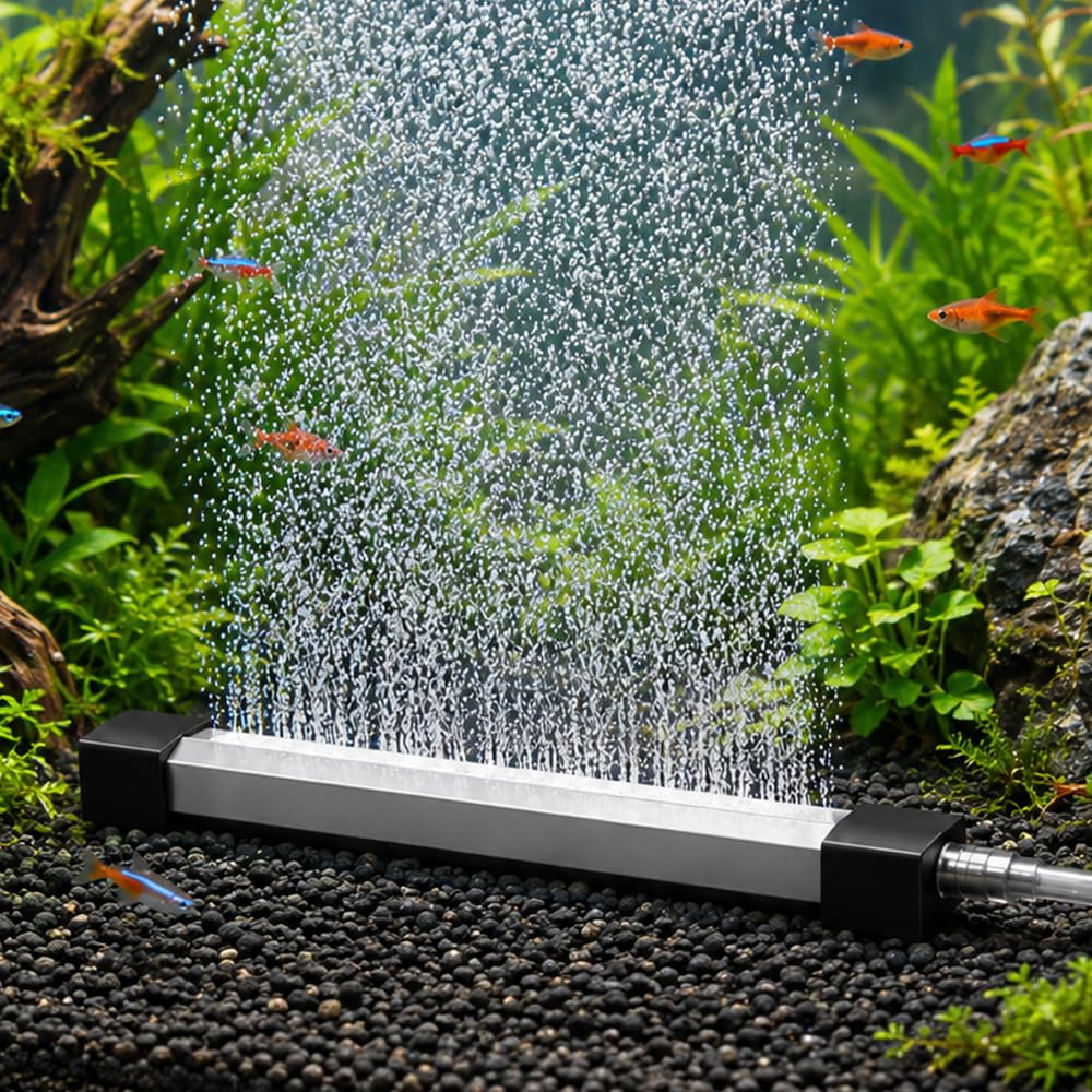 Rppiup Fish Tank Air Bubbler, 40cm Air Stones for Fish Tanks, Quiet Fish Tank Air Stone Curtain Wall with Air Tubing High Dissolved Oxygen Diffuser for Freshwater Saltwater