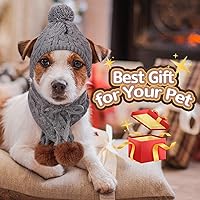 Vista 6 de Kuoser Juego de gorro y bufanda de invierno para perros, gorro tejido para mascotas, gorro cálido de Navidad, accesorios bonitos, bufanda