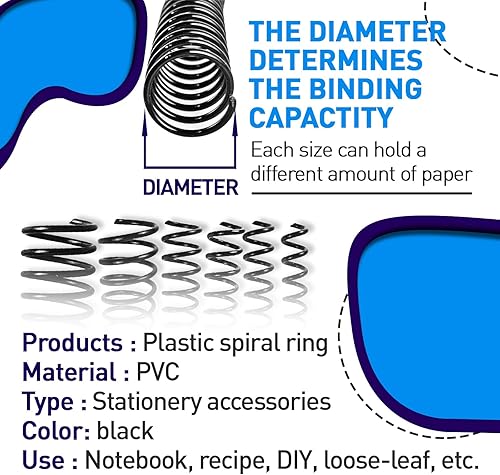 Miniatura 3 de Paquete de 150 bobinas de encuadernación en espiral, kit de bobinas de encuadernación de plástico de paso 41, 6 bobinas de encuadernación en espiral