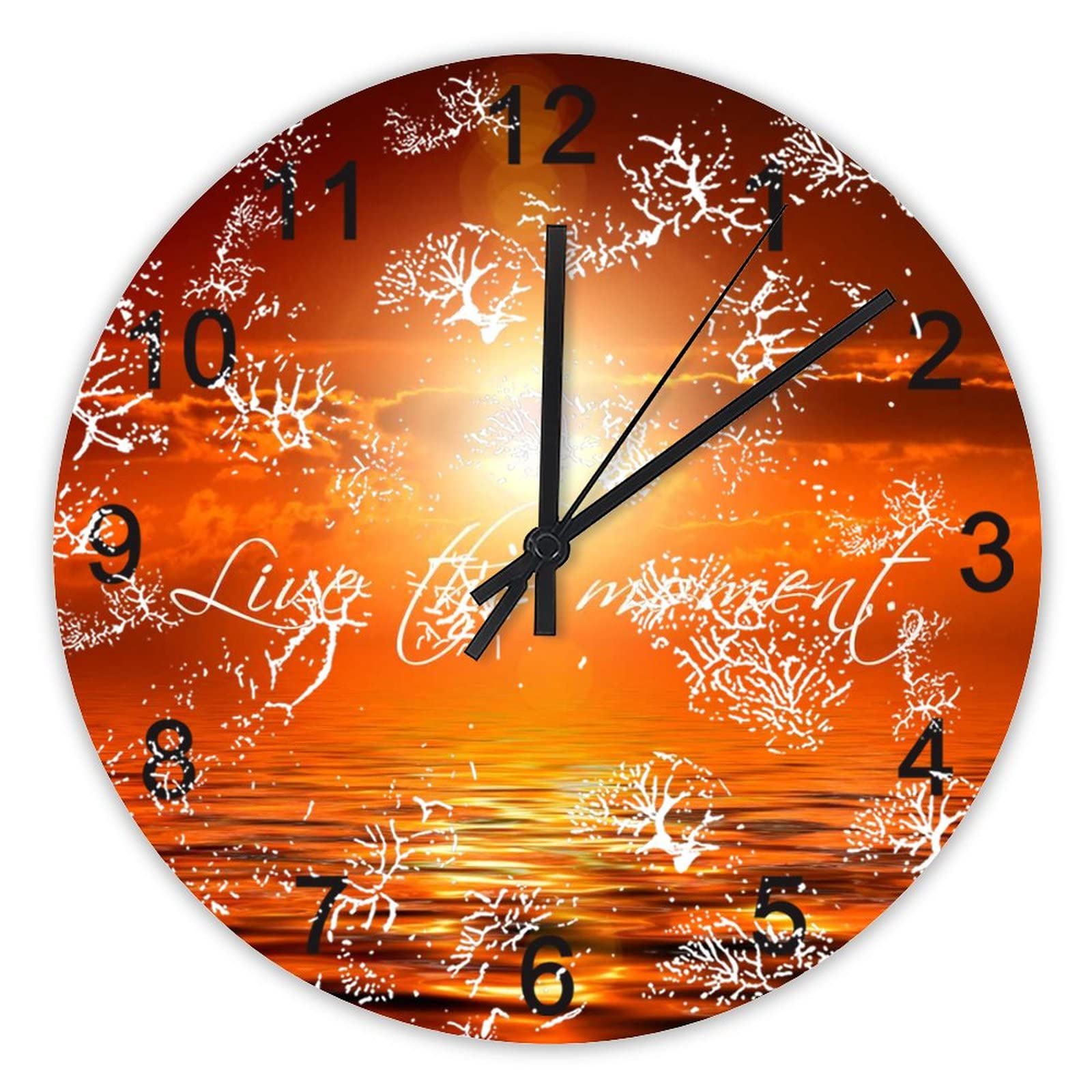 Horloge murale silencieuse Live The Moment | Idée cadeau idéale pour pendaison de crémaillère