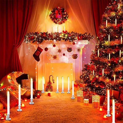 Miniatura 7 de YAUNGEL Velas de ventana, paquete de 20 velas LED de Navidad a pilas para ventanas con temporizador remoto, luces eléctricas con portavelas