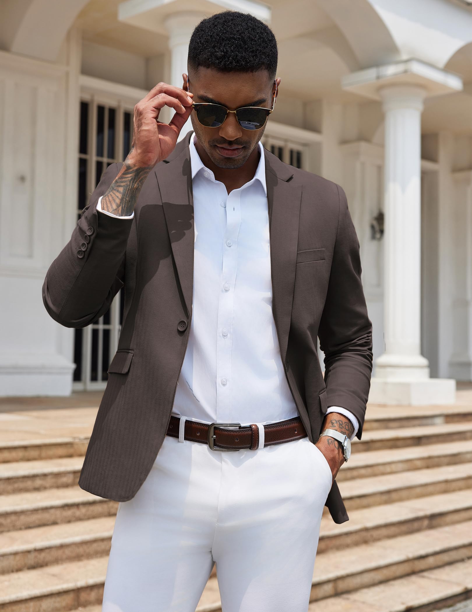 COOFANDY Blazer décontracté pour homme, coupe ajustée, veste de sport à un bouton