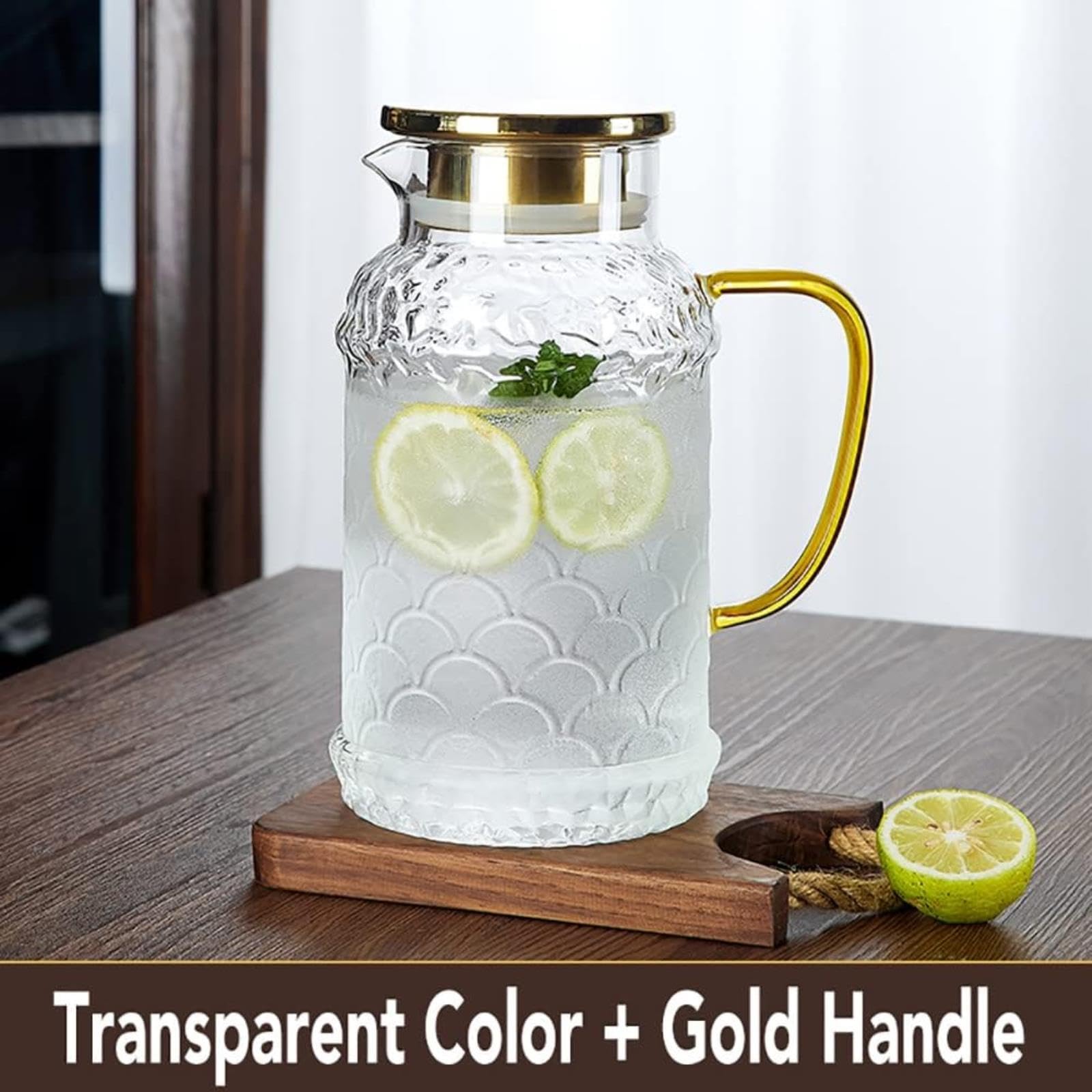 Pichet à Eau En Verre 1,8 L Avec Poignée Ergonomique - Pour Thé, Infusion, Citronnade, Design Moderne, Couleur Bleue