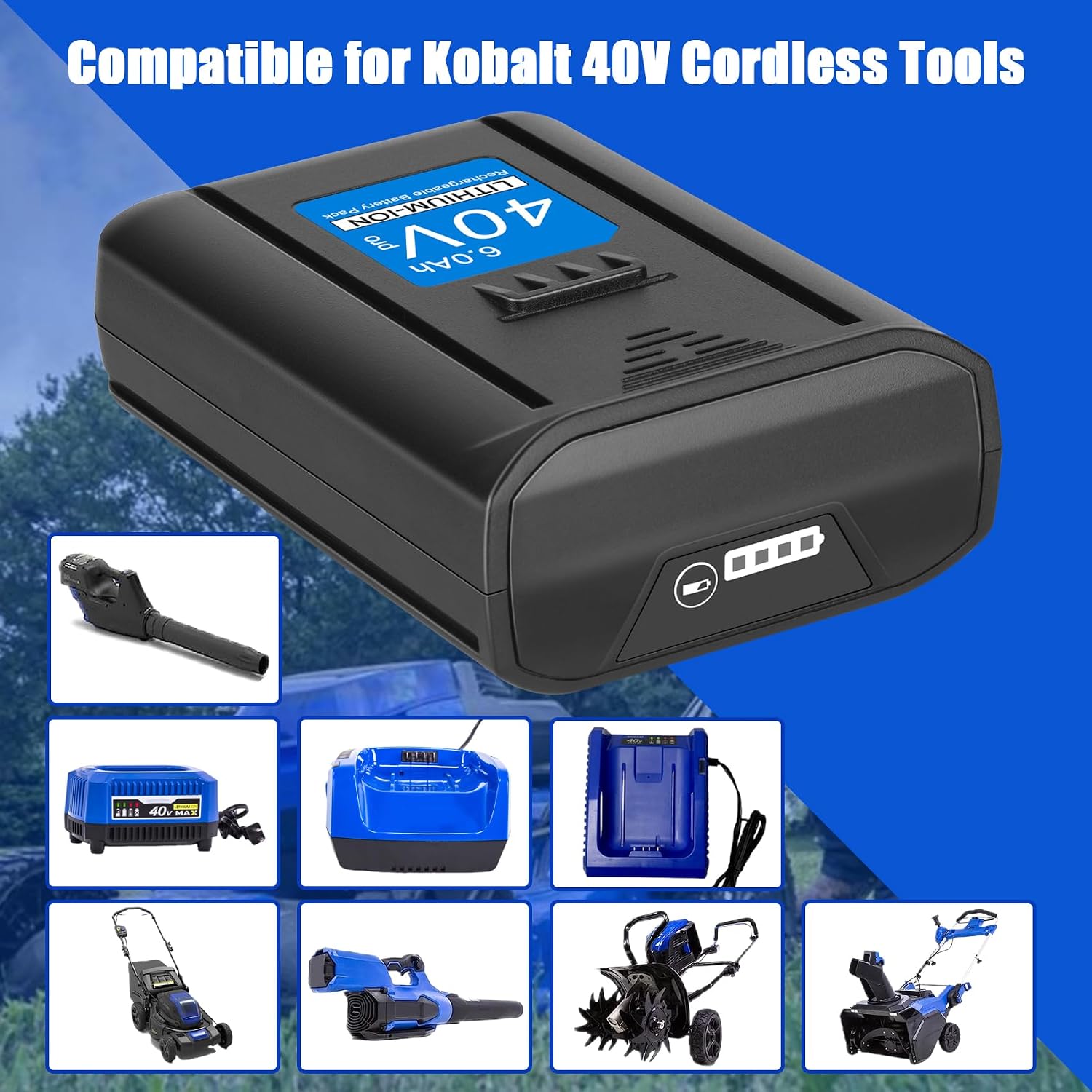 40V 6.0Ah Replacement Battery for Kobalt 40V Cordless Tools | High Capacity 6.0Ah, Replacement for Kobalt KB440-03 KB2540C-06 KB640-03 KB240-06 and Kobalt 40V Cordless Power Tools