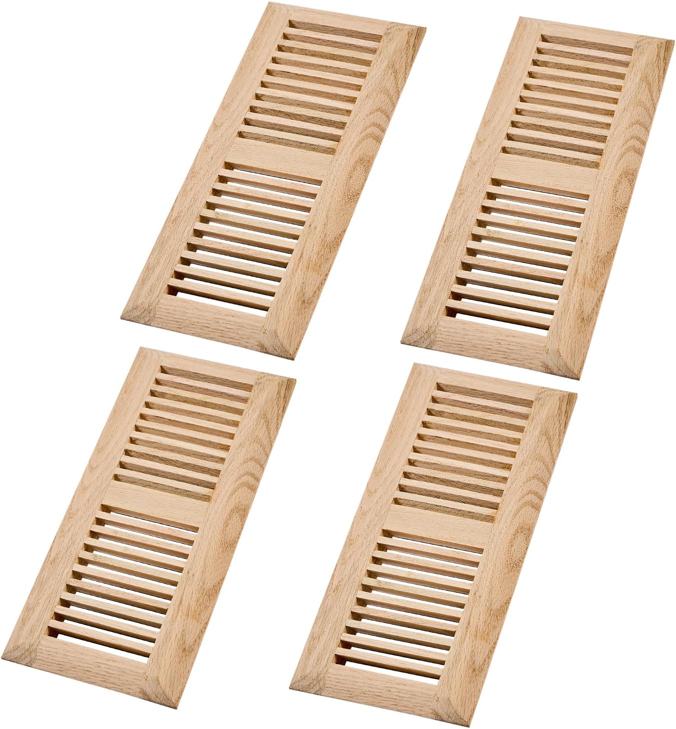 2 Pcs Pack Hardwood Red Oak Floor Register, Drop in Vent Cover, 4x12 Inch, with Damper, Unfinished