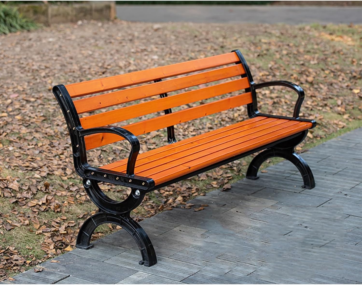 JEKKAH 1.2m Park Chair Outdoor Bench Iron Bench Outdoor Cast Aluminum Courtyard Property Backrest Leisure Seat Square Chair(Size:150 * 40cm)