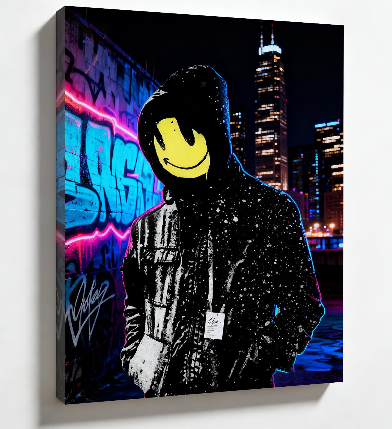 Banksy Canvas Wall Art - Framed Large Canvas Wall Art (30x40cm Wood Frame), Street Art Graffiti Painting for Living Room, Pictures for Living Room & Bedroom Mural, Ready-to-Hang Wall Canvas Decor