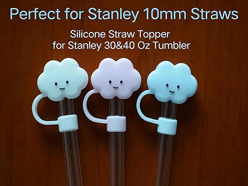 Miniatura 5 de HuangDa - 3 fundas de popote para accesorios de copa Stanley, 0.394 in, lindo adorno de popote de silicona para vaso Stanley de 30 y 40 onzas, tapas