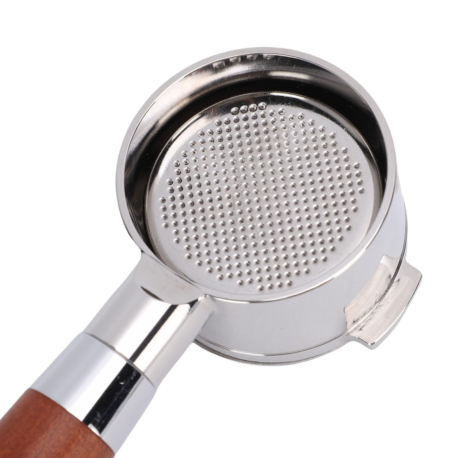 Hidyliu Portafiltro sin Fondo de 51 Mm, Acero Inoxidable con de Madera, 2 Orejas, Diseño de Doble Oreja, Apto para Universal,