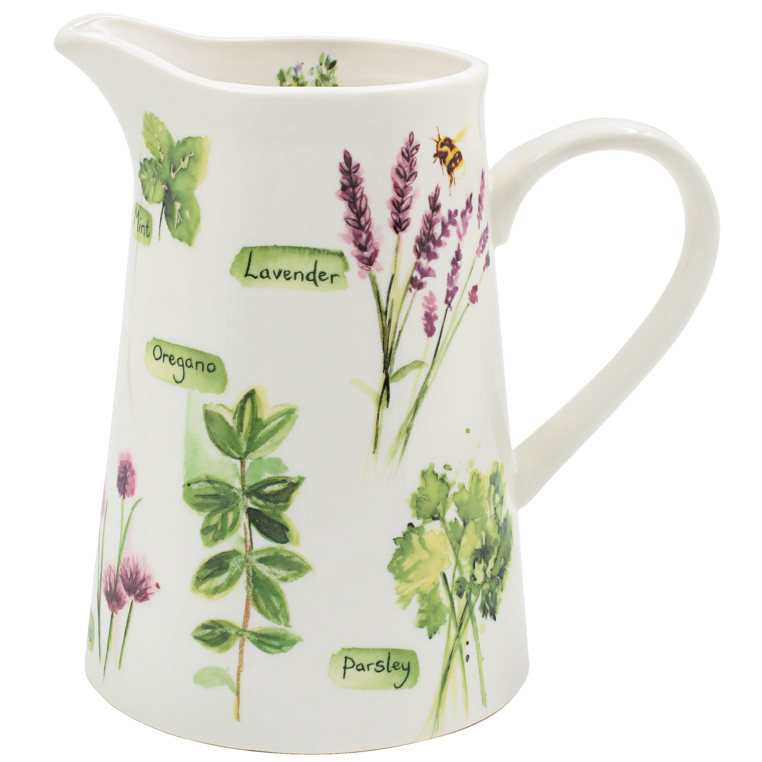 The Leonardo Collection Herb Garden Jug Jennifer Rose Gallery for Home & Office | Stylish Cream & Milk Jug for Multiple Use in Kitchen | Ideal Ceramic or Glass Jug for Cream, Gravy & Home Décor