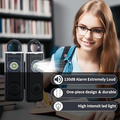 Miniatura 3 de Llavero de alarma de seguridad personal recargable para mujeres, llavero de autodefensa con luz estroboscópica y sirena de 130 dB que ayuda a