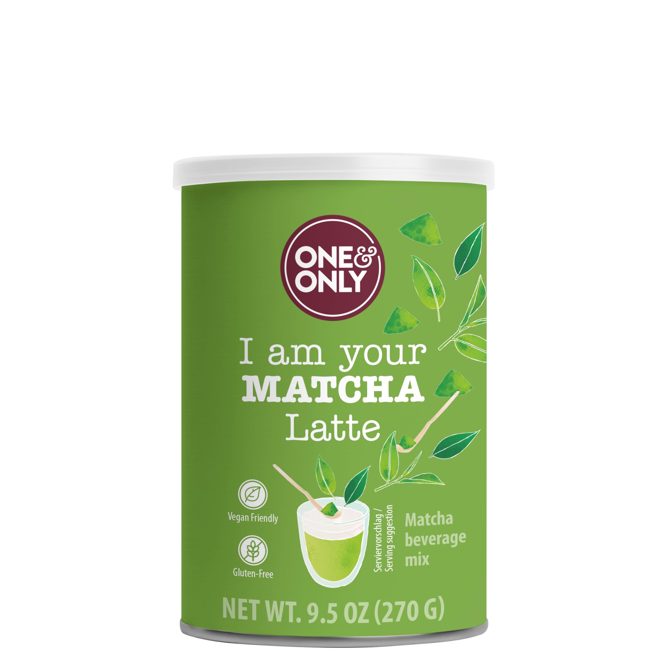 One&Only Matcha Latte Powder 270 g - Typisch herber Geschmack mit Süße abgemildert, mit 15% Matcha ideal für alle Matcha-Einsteiger