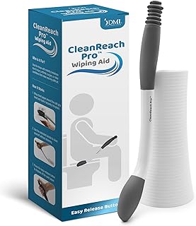 DMI CleanReach Pro with Sanitary Holder - Easy Release Toilet Aids for Wiping Bottom, Butt Wiper Tool for Women and Men, Long Handle Toilet Aids for Seniors and Handicap, Toileting Wand
