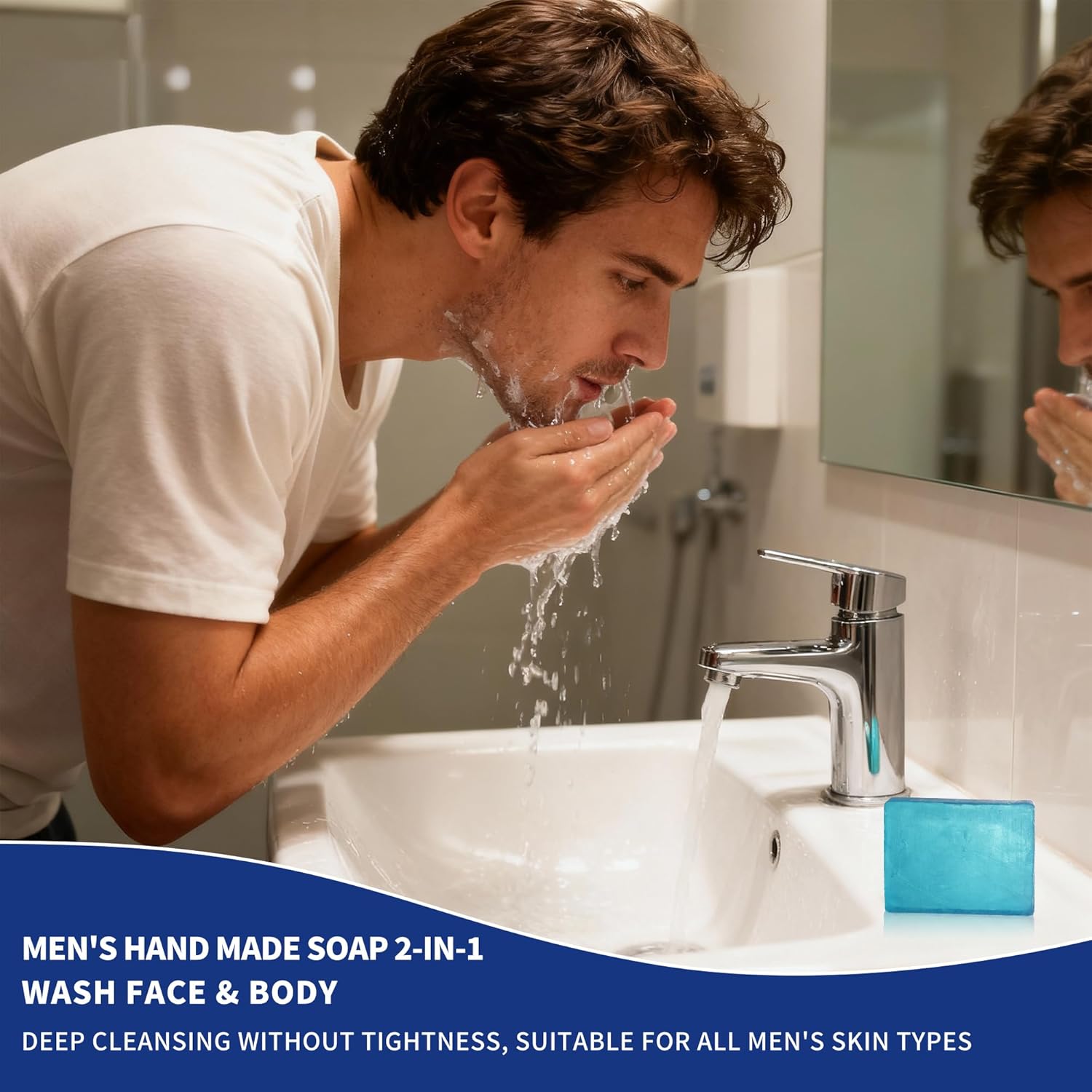 Men's Bath and Body Spa Gift Set - 7-Piece Kit with 3-in-1 Shower Gel, 2-in-1 Handmade Soap and Travel Bag - Father's Day/Birthday Christmas Gifts for Dad, Husband, Boyfriend and Friends - Image 5